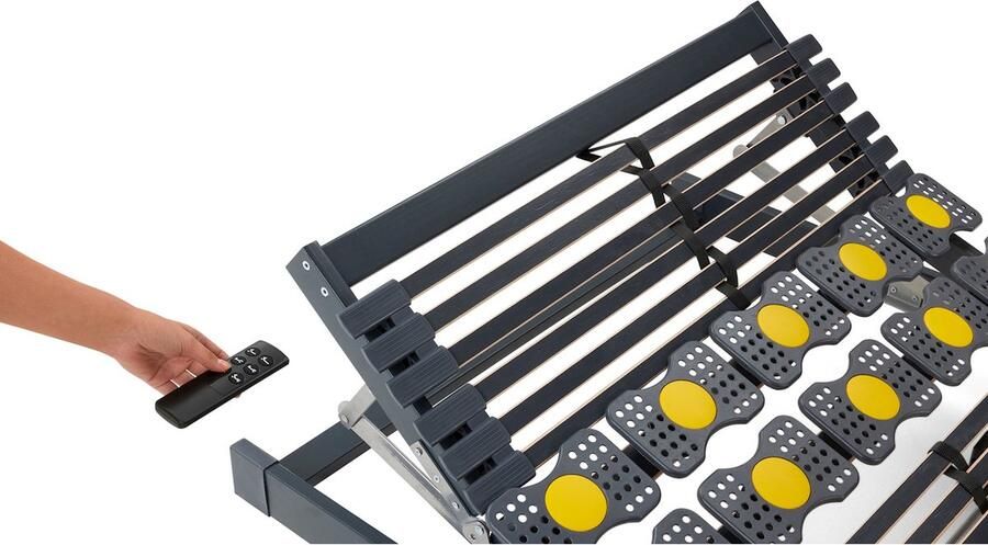 Beter Bed Bossflex 600 Deluxe Lattenbodem 120 x 200 cm Elektrisch Verstelbaar Bedbodem Draadloos Max. 120kg Antraciet Geel