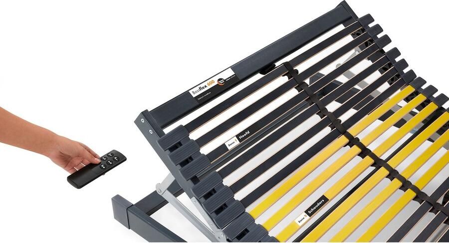 Beter Bed Bossflex 600 Lattenbodem 70 x 210 cm Elektrisch Verstelbaar Bedbodem Draadloos Max. 120kg Antraciet Geel - Foto 2