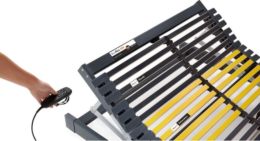 Beter Bed Bossflex 600 Lattenbodem 70 x 220 cm Elektrisch Verstelbaar Bedbodem Bedraad Max. 120kg Antraciet Geel - Foto 2