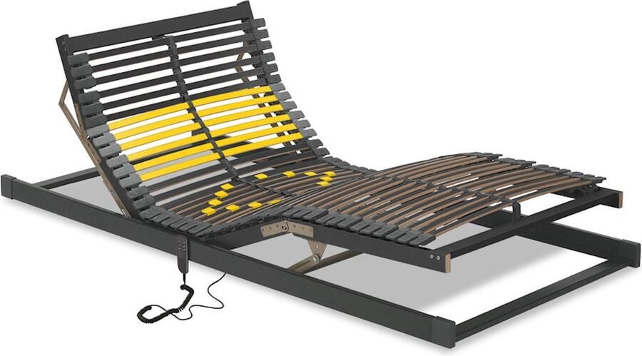 Beter Bed Bossflex 600 Lattenbodem 120 x 220 cm Elektrisch Verstelbaar Bedbodem Bedraad Max. 120kg Antraciet Geel