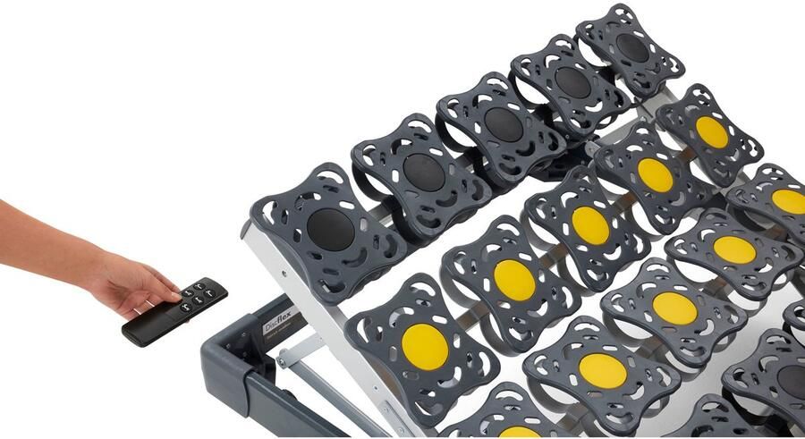 Beter Bed Select Schotelbodem Discflex elektrisch verstelbaar draadloos 80 x 210 cm antraciet geel