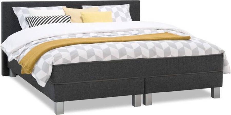 Beter Bed Beddenreus Basic Box Kerry Deluxe vlak met gestoffeerd matras 120 x 210 cm charcoal