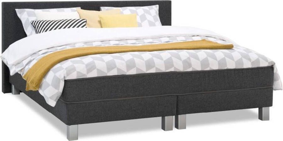 Beter Bed box Kerry deluxe vlak met gestoffeerd matras Charcoal