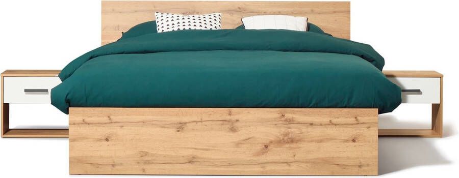 Beter Bed Complete slaapkamer Tim met nachtkasten en kast exclusief matras 180 x 200 cm eiken wit