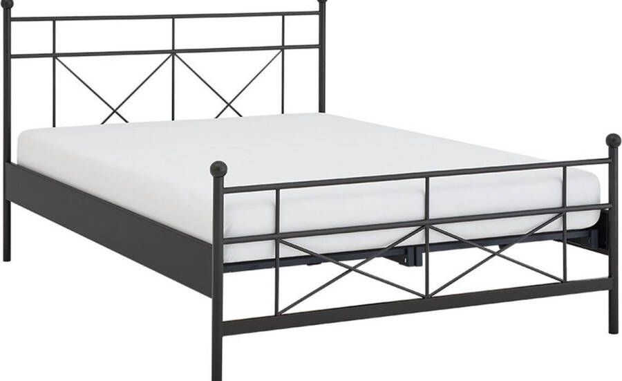 Beter Bed Basic Bed Milano met lattenbodems en Silver Pocket deluxe Foam matras 140 x 200 cm antraciet