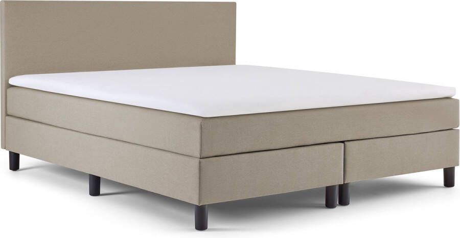 Maxi Owen Plus Boxspring 180x200 cm Gestoffeerde Boxspring met Matras Bed Beige Tweepersoonsbed