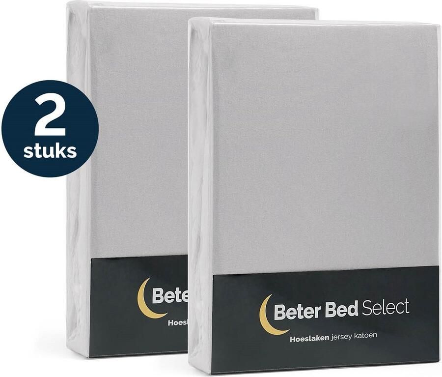 Beter Bed Select Jersey Hoeslaken 100 x 200 210 220 cm 2 Stuks 100% Katoen Matrasbeschermer Matrashoes Wit - Foto 2