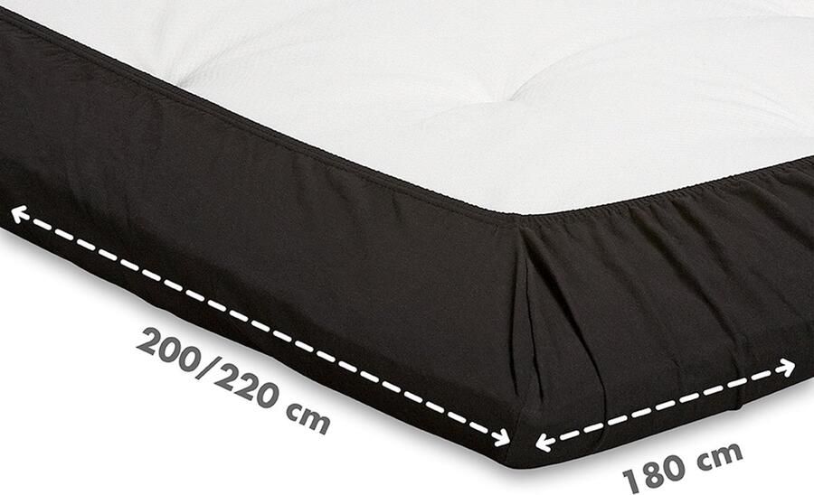 Beter Bed Select Jersey Hoeslaken Topper 160 x 200 210 220 cm 100% Katoen Matrasbeschermer Matrashoes Zwart