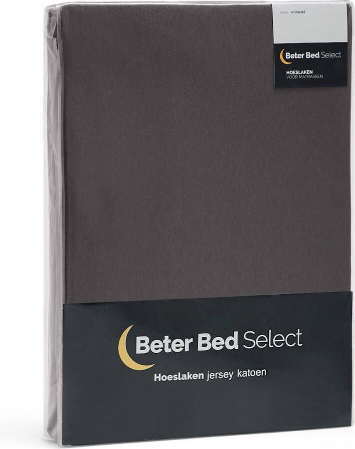 Beter Bed Select Hoeslaken Jersey 100% katoen 120x200 210 220 cm Antraciet