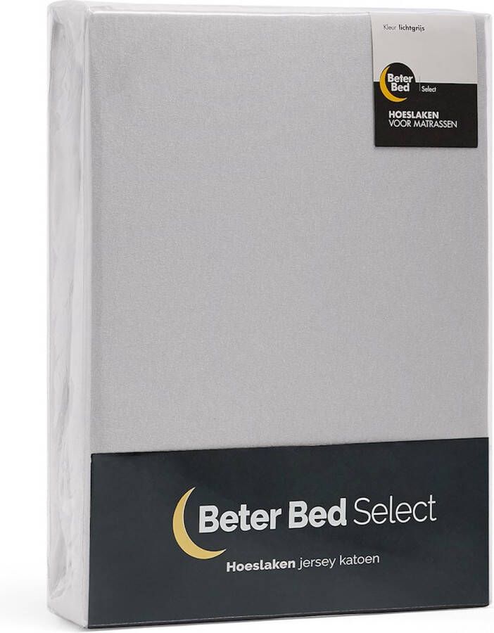 Beter Bed Select Hoeslaken Jersey 100% katoen 140x200 210 220 cm Lichtgrijs