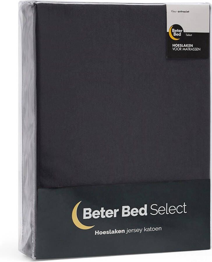 Beter Bed Select Hoeslaken Jersey 100% katoen 160x200 210 220 cm Antraciet