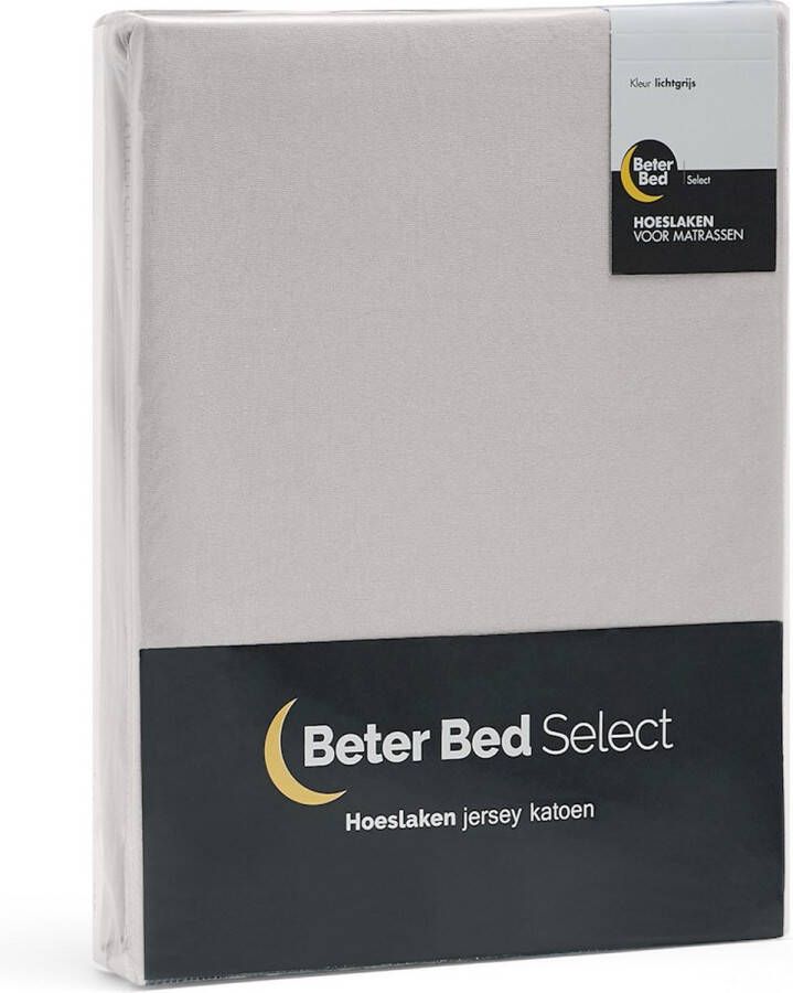 Beter Bed Select Hoeslaken Jersey 100% katoen 70 80 90x200 210 220 cm Lichtgrijs