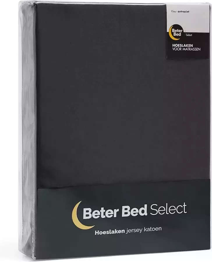 Beter Bed Select Hoeslaken Jersey 1+1 gratis 100% katoen 140 x 200 210 220 cm Antraciet - Foto 1