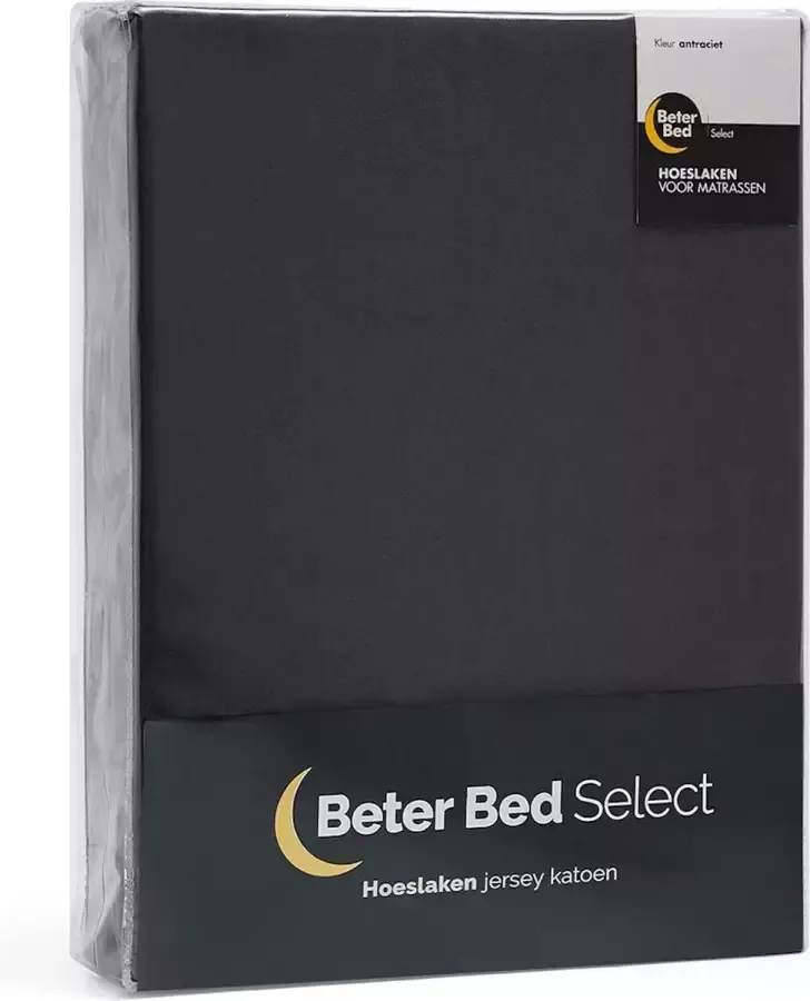 Beter Bed Select Jersey Hoeslaken 160 x 200 210 220 cm 100% Katoen Matrasbeschermer Matrashoes Antraciet