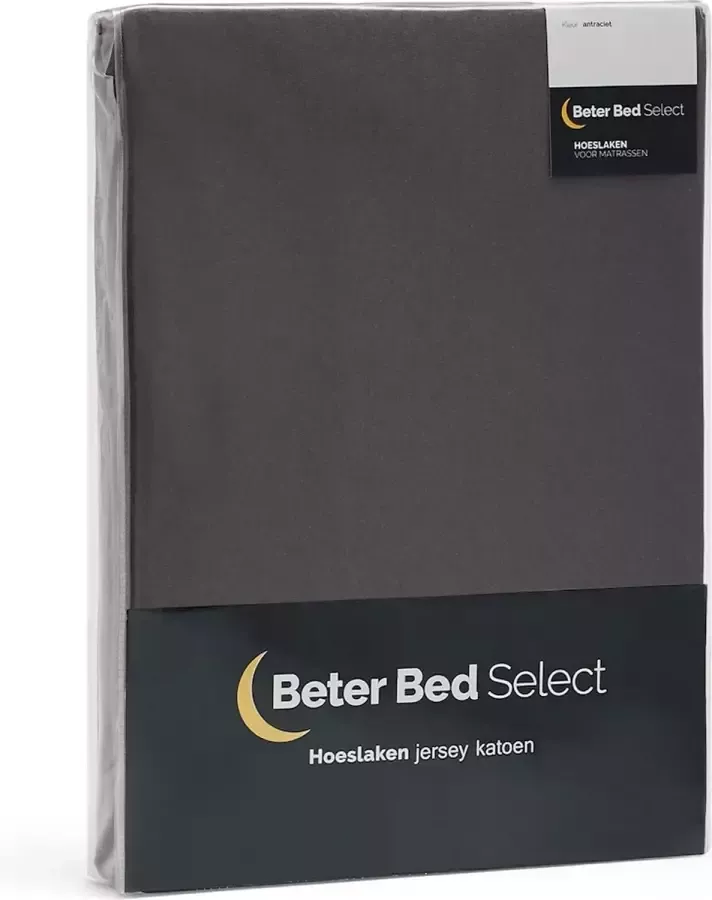 Beter Bed Select Hoeslaken Jersey 1+1 gratis 100% katoen 120 x 200 210 220 cm Antraciet