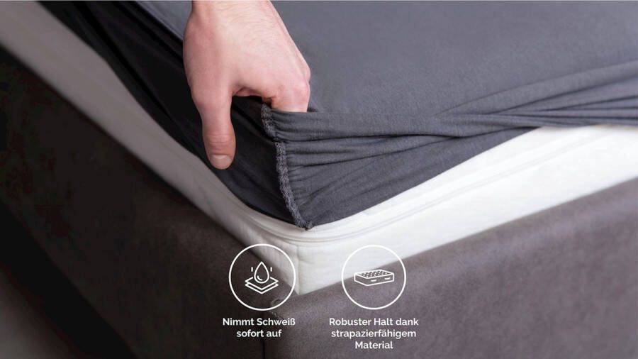 Beter Bed Select Jersey Hoeslaken 140 x 200 210 220 cm 2 Stuks 100% Katoen Matrasbeschermer Matrashoes Antraciet - Foto 4
