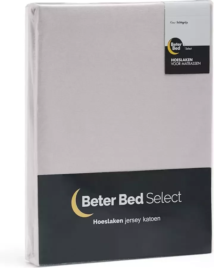 Beter Bed Select Jersey Hoeslaken 70 80 90 x 200 210 220 cm 100% Katoen Matrasbeschermer Matrashoes Lichtgrijs