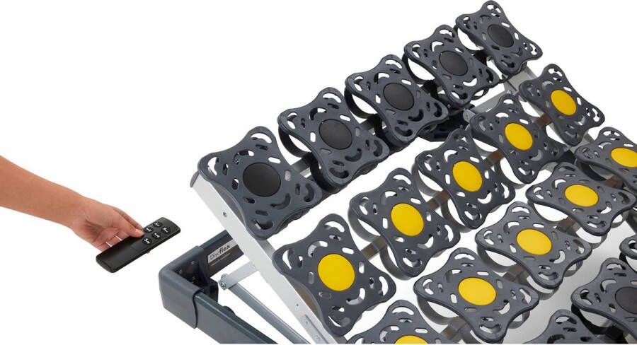 Beter Bed Select Schotelbodem Discflex elektrisch verstelbaar draadloos 70 x 220 cm antraciet geel