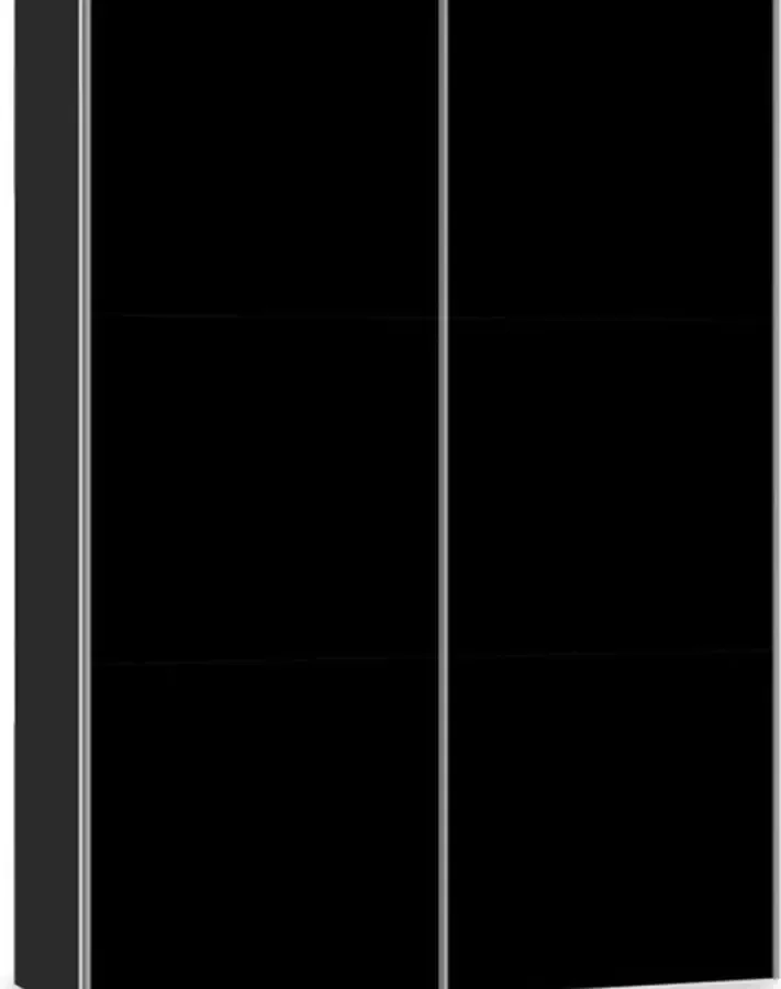 Beter Bed Select schuifdeurkast Kixx 153 x 215 x 65 cm zwart zwartglas