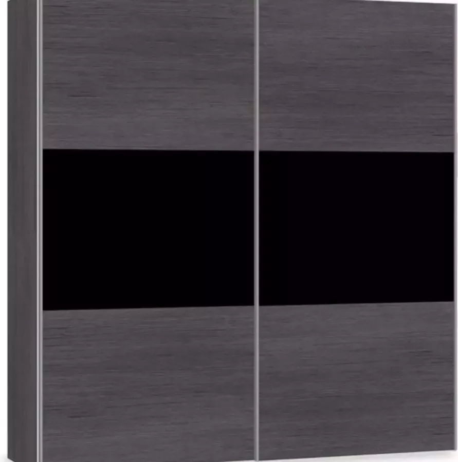 Beter Bed Select schuifdeurkast Kixx 203 x 215 x 65 cm donkergrijs zwartglas