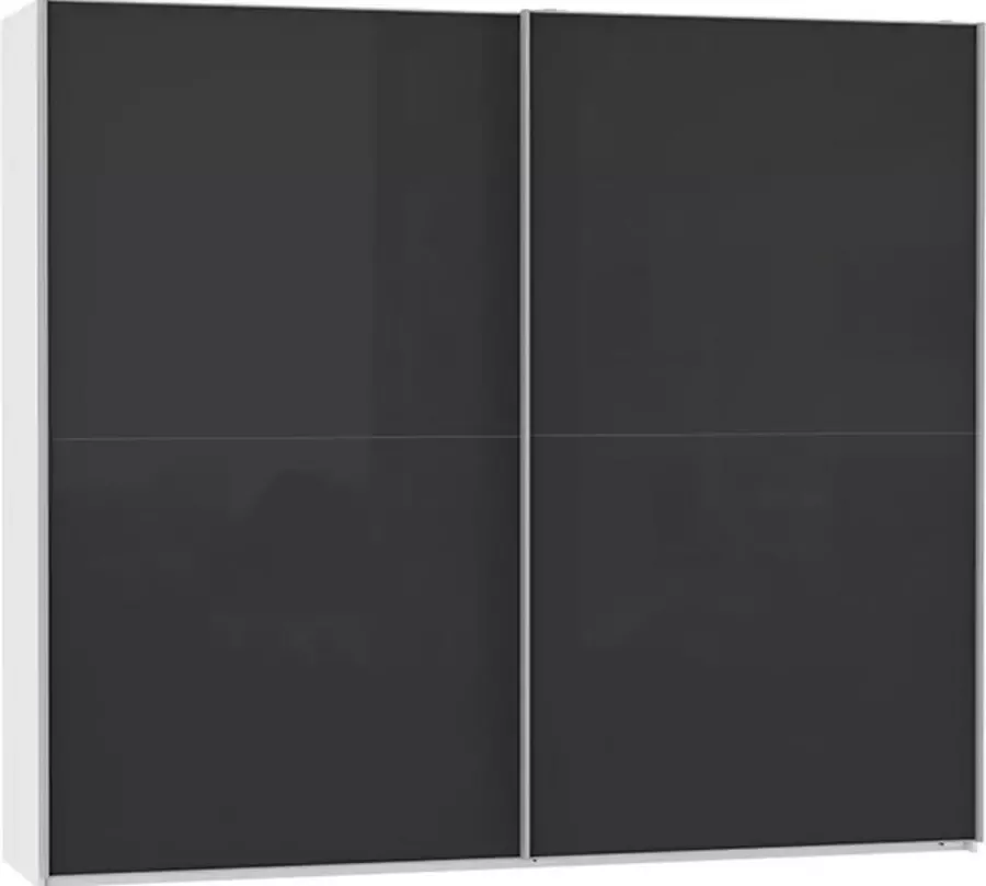 Beter Bed Select Schuifdeurkast Motion 250 x 217 x 67 cm wit glas zwart