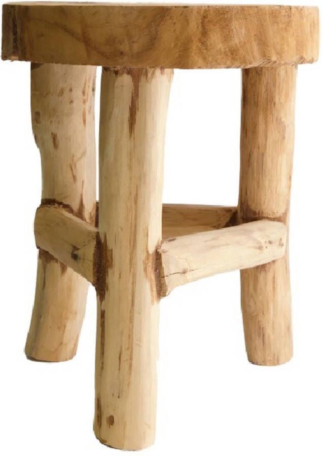Dijk Natural Collections Teak houten krukje kruk teakhout 24x30 cm