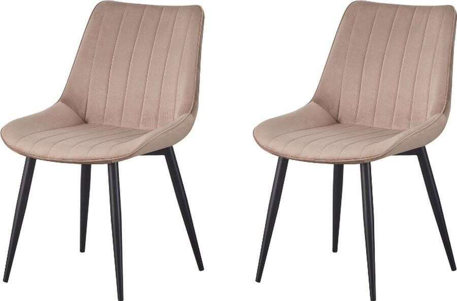 Better Nights Sally Eetkamerstoel Beige Fluweel Zwart metalen poten set van 2