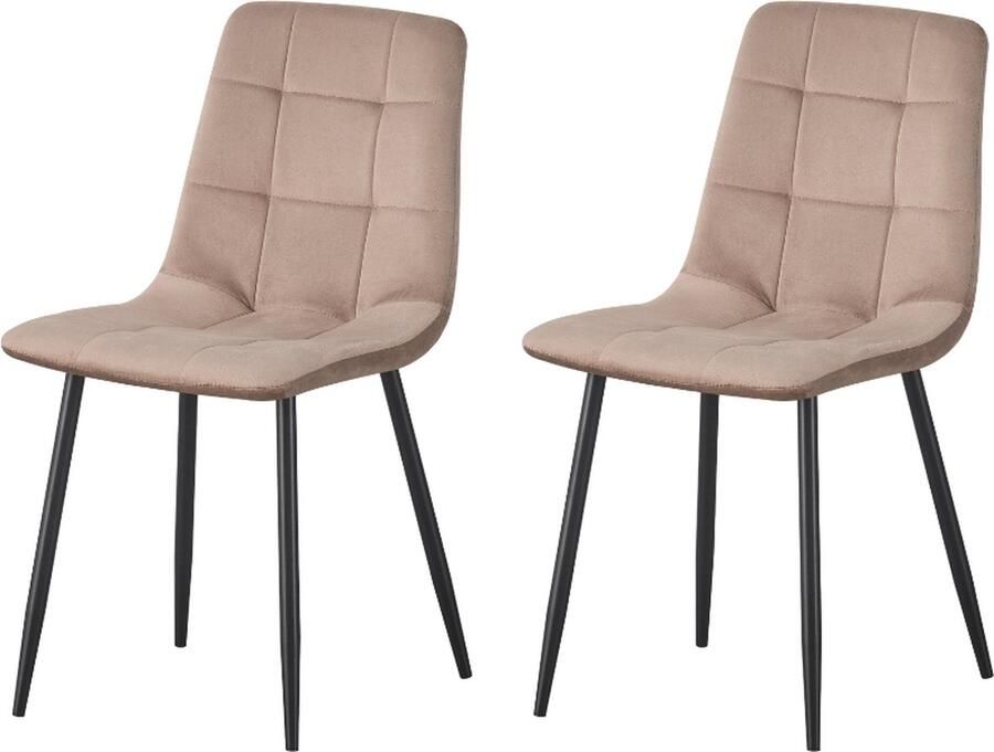 Better Nights Sarah Eetkamerstoel fluweel beige zwart metalen poten set van 2