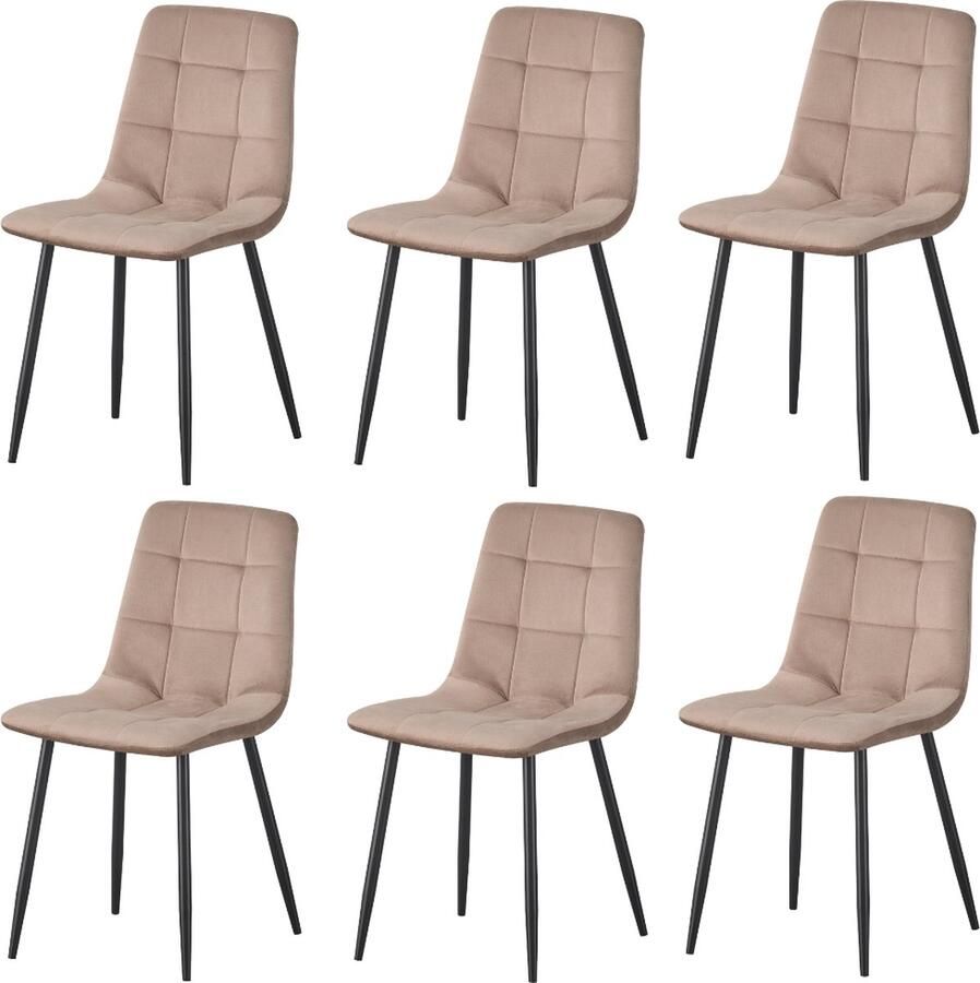 Better Nights Sarah Eetkamerstoel fluweel beige zwart metalen poten set van 6