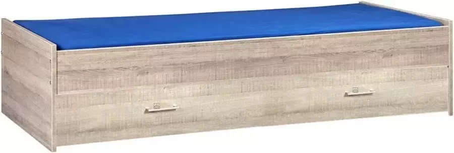Beuk Bed met opbergruimte 90x200 Donkergrijs Hout Inclusief donkergrijze houten bedlade