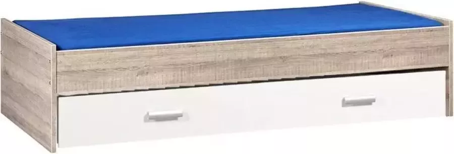 Beuk Bed met opbergruimte 90x200 Donkergrijs Hout Inclusief witte bedlade