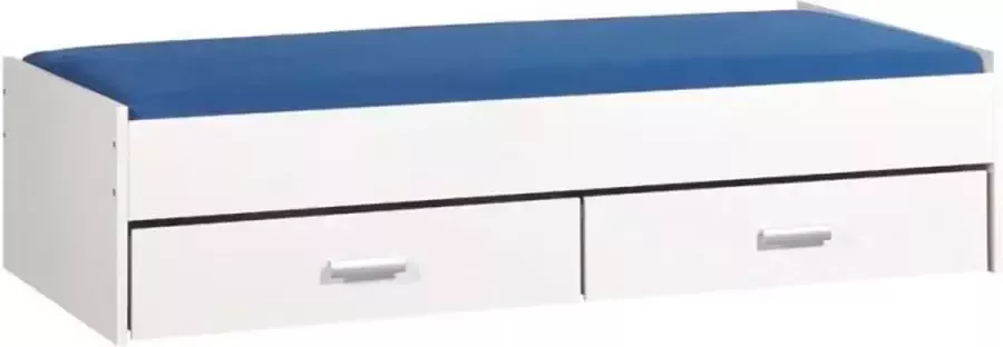 Beuk Bed met opbergruimte 90x200 Wit Inclusief witte lades 2 stuks 83cm diep