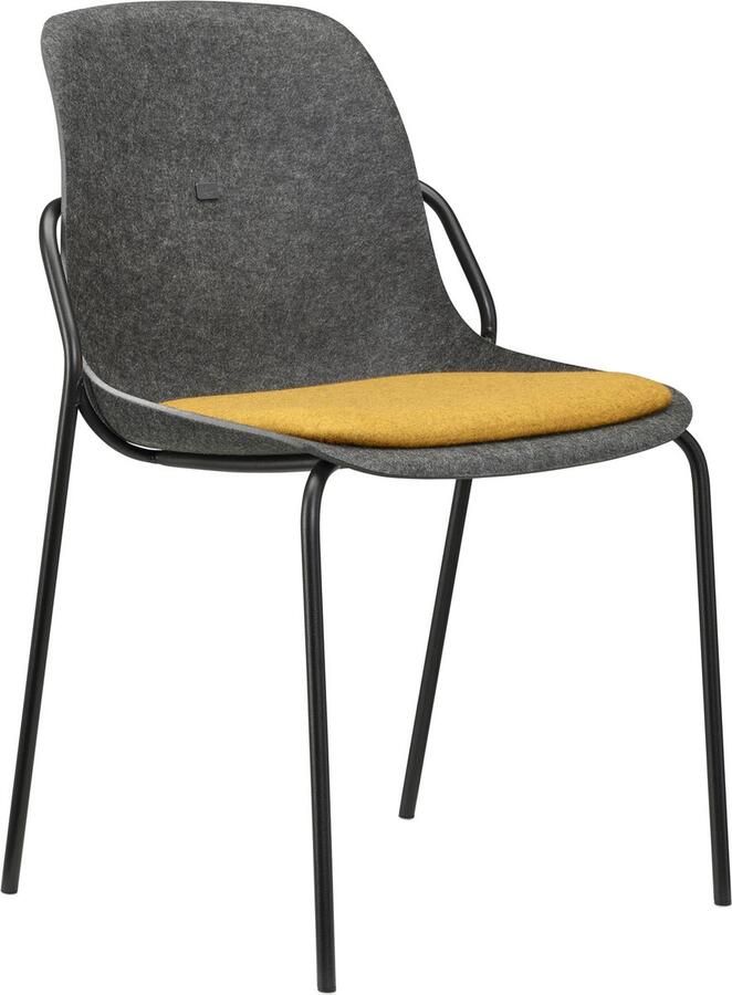 Beuk Felt Fine PET Stoel Antraciet Zwart Frame 100% recycle plastic en staal Zitting Geel Oranje (Fair Furniture Group – Nederlands Familiebedrijf)