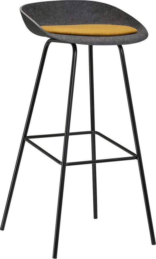 Beuk Felt High PET Stoel Antraciet Zwart Frame 100% recycle plastic en staal Zitting Geel Oranje (Fair Furniture Group – Nederlands Familiebedrijf)