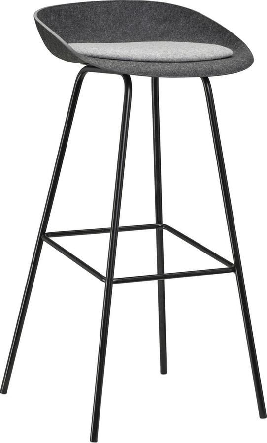 Beuk Felt High PET Stoel Antraciet Zwart Frame 100% recycle plastic en staal Zitting Grijs (Fair Furniture Group – Nederlands Familiebedrijf)