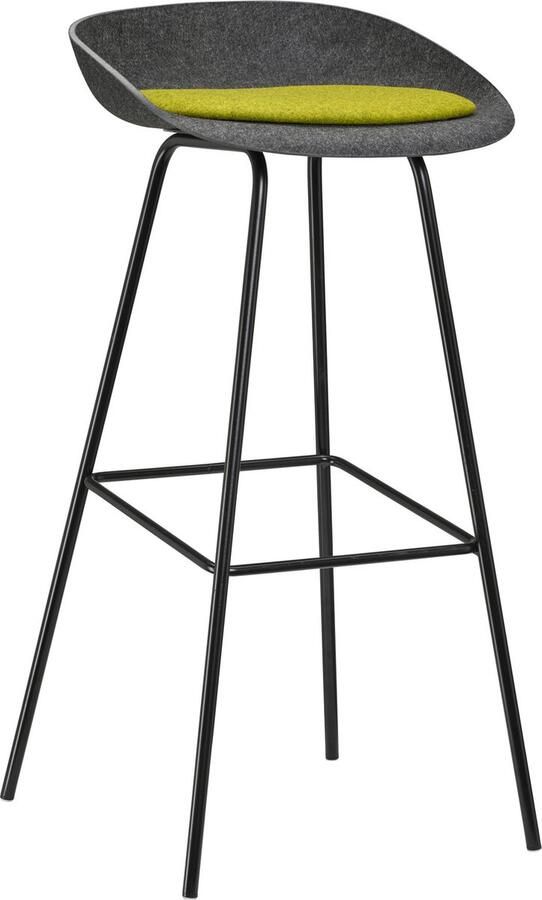 Beuk Felt High PET Stoel Antraciet Zwart Frame 100% recycle plastic en staal Zitting Groen (Fair Furniture Group – Nederlands Familiebedrijf)