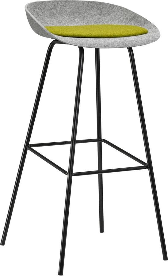 Beuk Felt High PET Stoel Lichtgrijs Zwart Frame 100% recycle plastic en staal Zitting Groen (Fair Furniture Group – Nederlands Familiebedrijf)