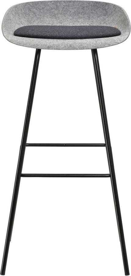 Beuk Felt High PET Stoel Lichtgrijs Zwart Frame 100% recycle plastic en staal Zitting Zwart (Fair Furniture Group – Nederlands Familiebedrijf)