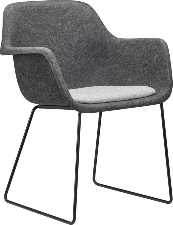 Beuk Felt PET Stoel Antraciet Zwart Frame 100% recycle plastic en staal Zitting Grijs (Fair Furniture Group – Nederlands Familiebedrijf)