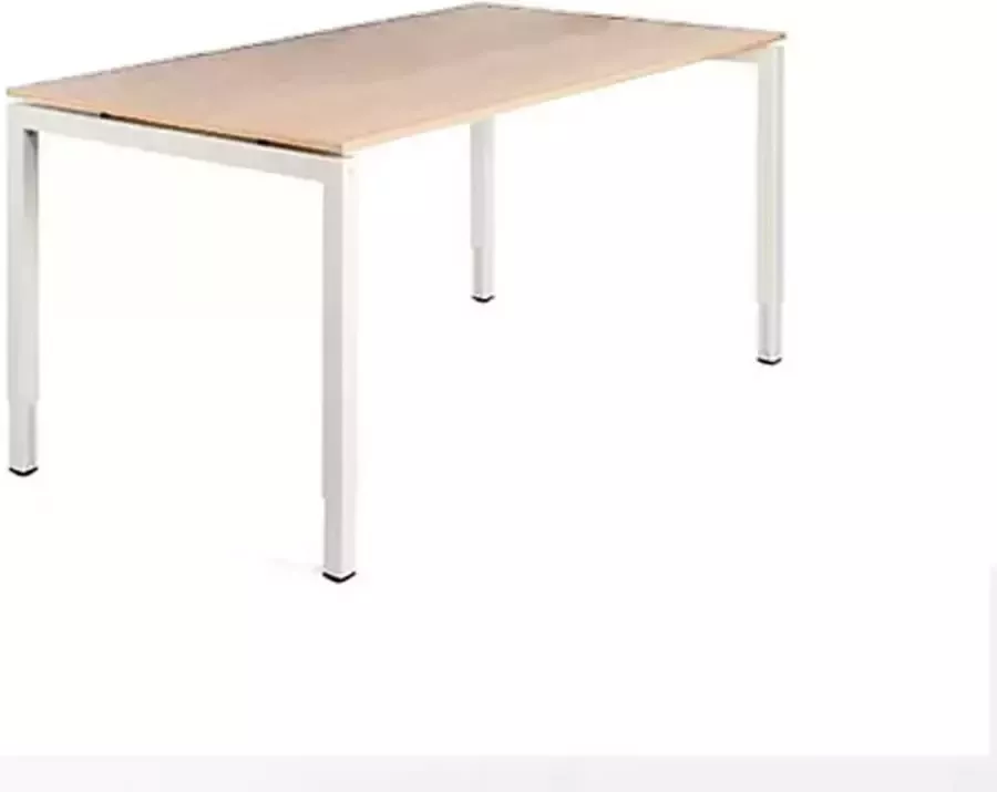 Beuk Fyra Vaste Hoogte Bureau 74 cm- 140x80 Eiken Whitewash Wit frame