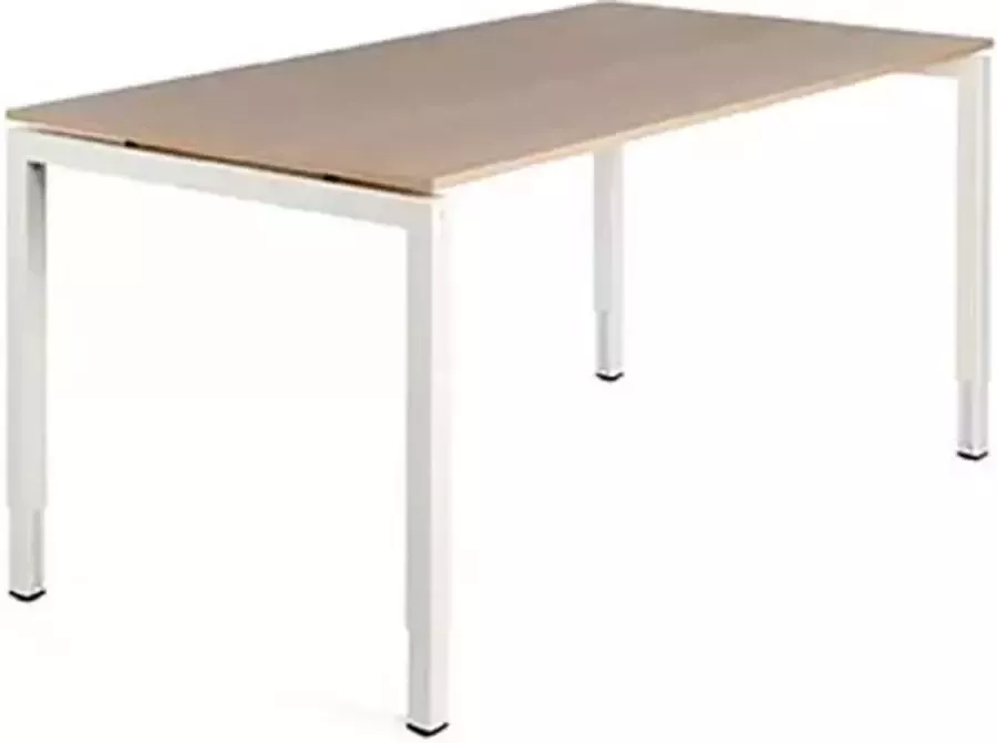 Beuk Fyra Vaste Hoogte Bureau 74 cm- 200x80 Eiken Whitewash Wit frame