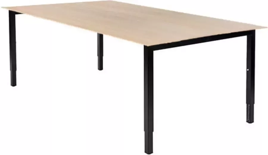 Beuk Fyra Zit bureau Slinger 65-89 cm 180x80 Eiken Whitewash Zwart frame