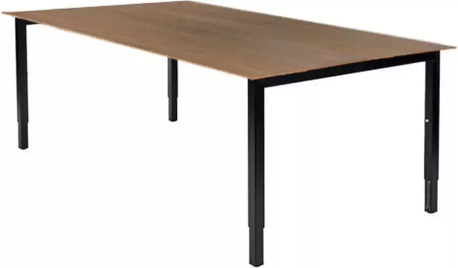 Beuk Fyra Zit bureau Slinger 65-89 cm 180x80 Noten Zwart frame