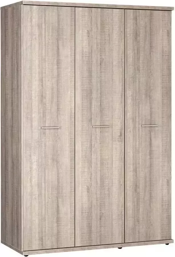 Beuk Kledingkast 3 Deurs 200 x 134 x 58cm Donker Grijs Hout Bavel