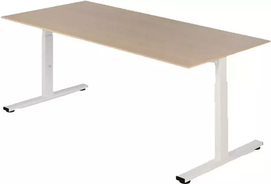 Beuk Presto R Zit Sta Bureau Electrisch 65-130 cm- 160x80 Eiken Vicenza Wit frame
