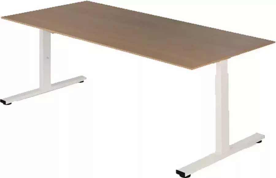 Beuk Presto R Zit Sta Bureau Electrisch 65-130 cm- 180x90 Noten Wit frame