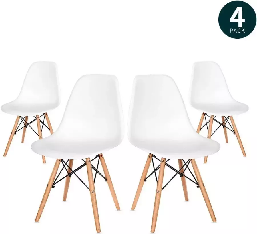 Beyo-living 4 stuck-Eetkamerstoel-eettafel-woonkamer stoel-Design eetkamer stoel Scandinavische stijl Modern Design set van 4 Kuipstoel Terrasstoel Wit