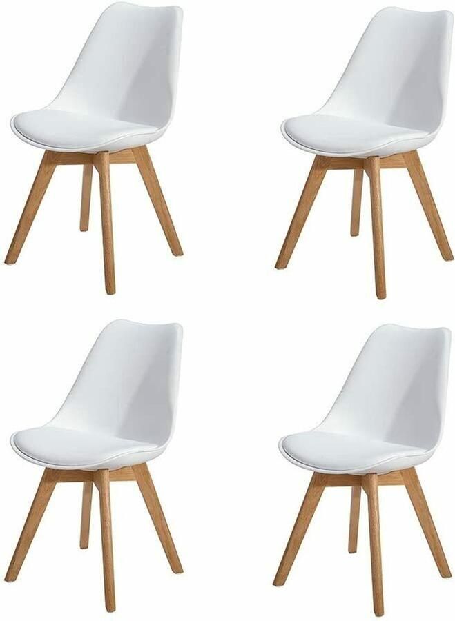 Beyo-living Eetkamerstoel-4 set-Eetkamerstoel-eettafel-woonkamer stoel-Design eetkamer stoel Scandinavische stijl Modern Design set van 4 Kuipstoel Terrasstoel Wit