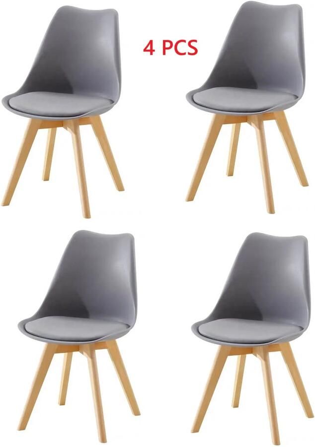 Beyo-living Eetkamerstoel-Eetkamerstoelen Set van 4 set-Eetkamerstoel-eettafel-woonkamer stoel-Design eetkamer stoel Scandinavische stijl Modern Design set van 4 Kuipstoel Terrasstoel Grijs - Foto 2