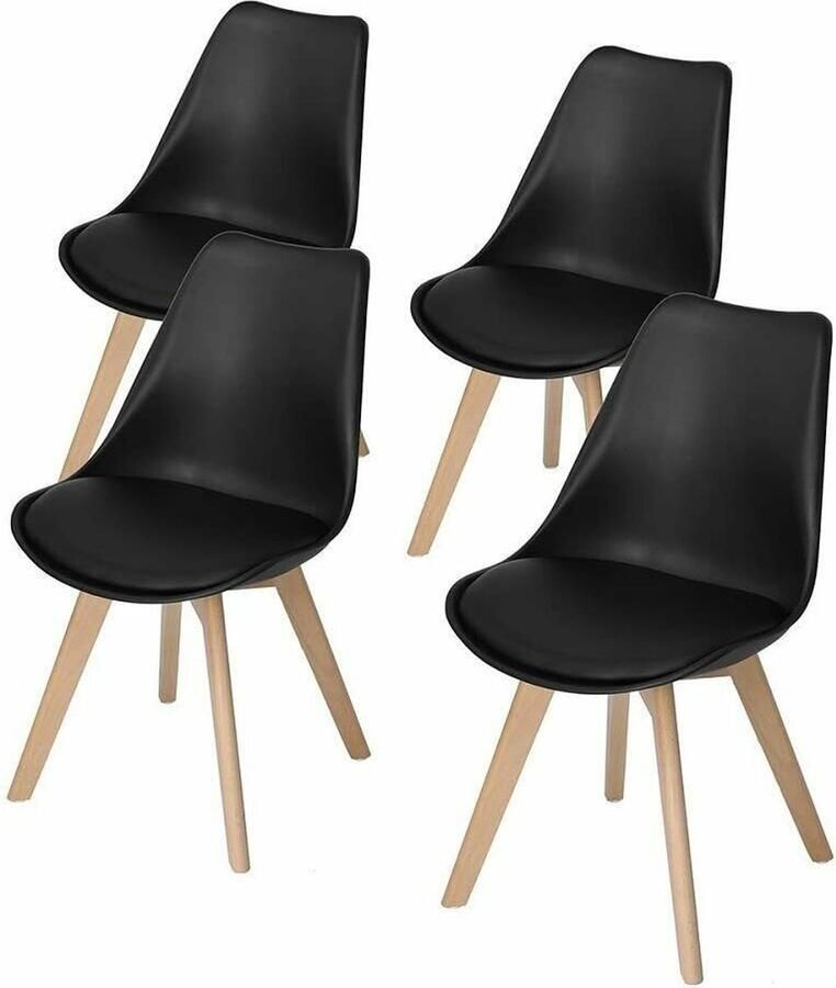 Beyo-living Eetkamerstoel-Eetkamerstoelen Set van 4 set-Eetkamerstoel-eettafel-woonkamer stoel-Design eetkamer stoel Scandinavische stijl Modern Design set van 4 Kuipstoel Terrasstoel Zwart - Foto 2